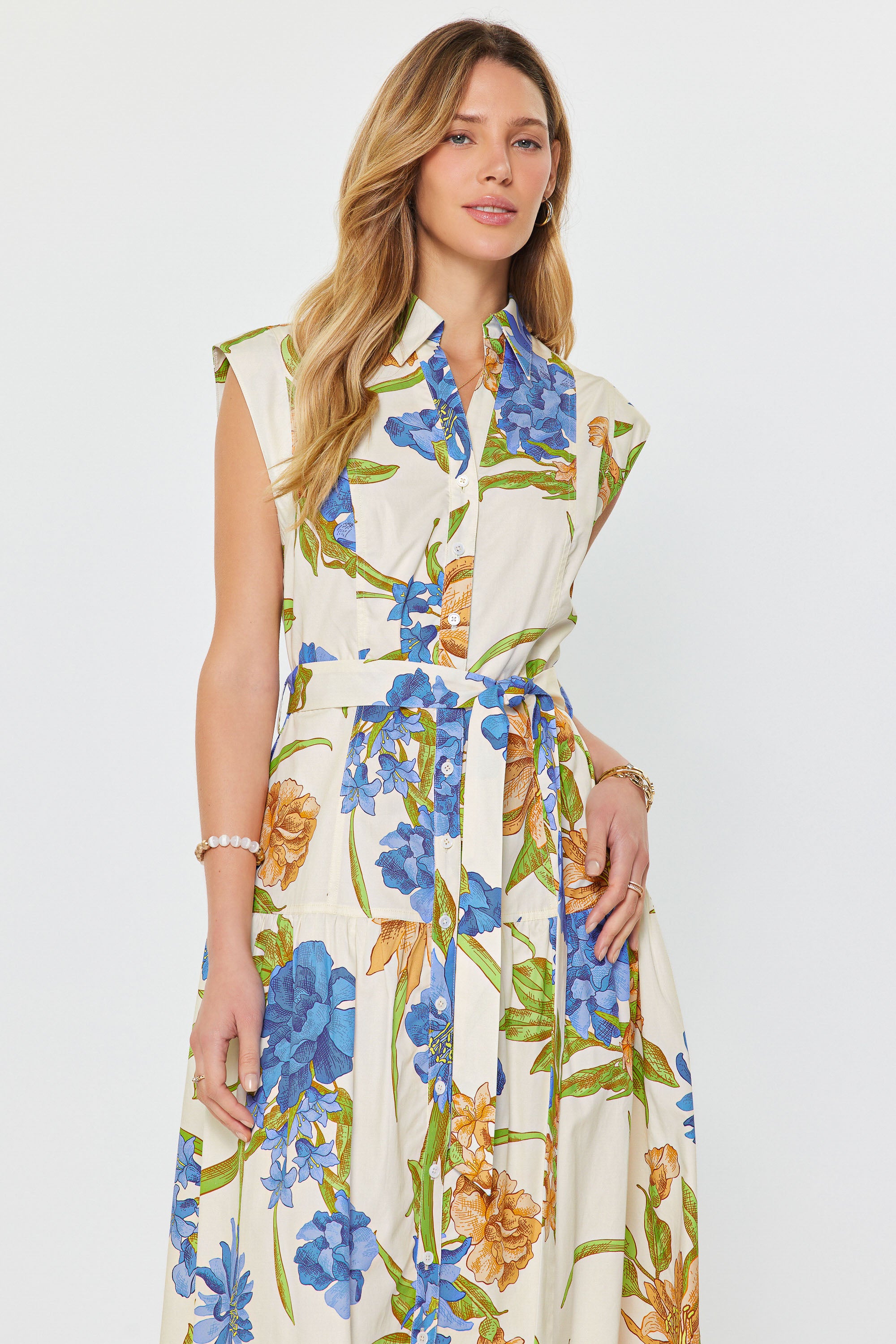 current air midi dress Current Air Pleated Tencel Blend Point Collar Short Puff Sleeve Button Front A-Line Midi Dress, Womens, XL, Lime