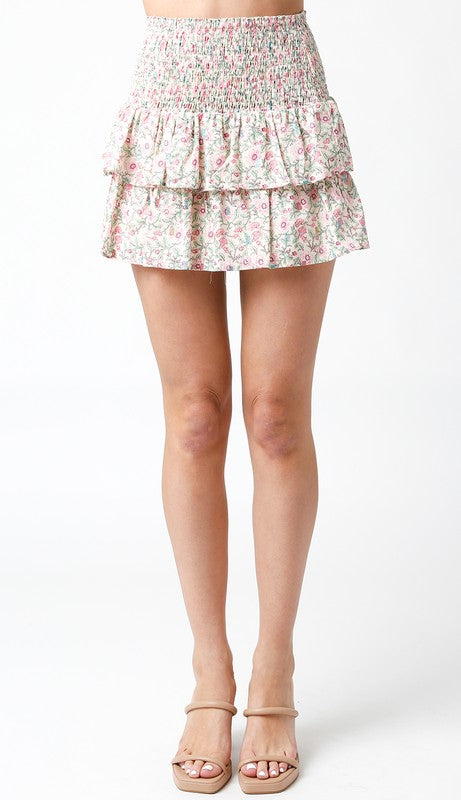 Olivaceous Skirt (2401-80LSJ) CREAM/PINK/GREEN