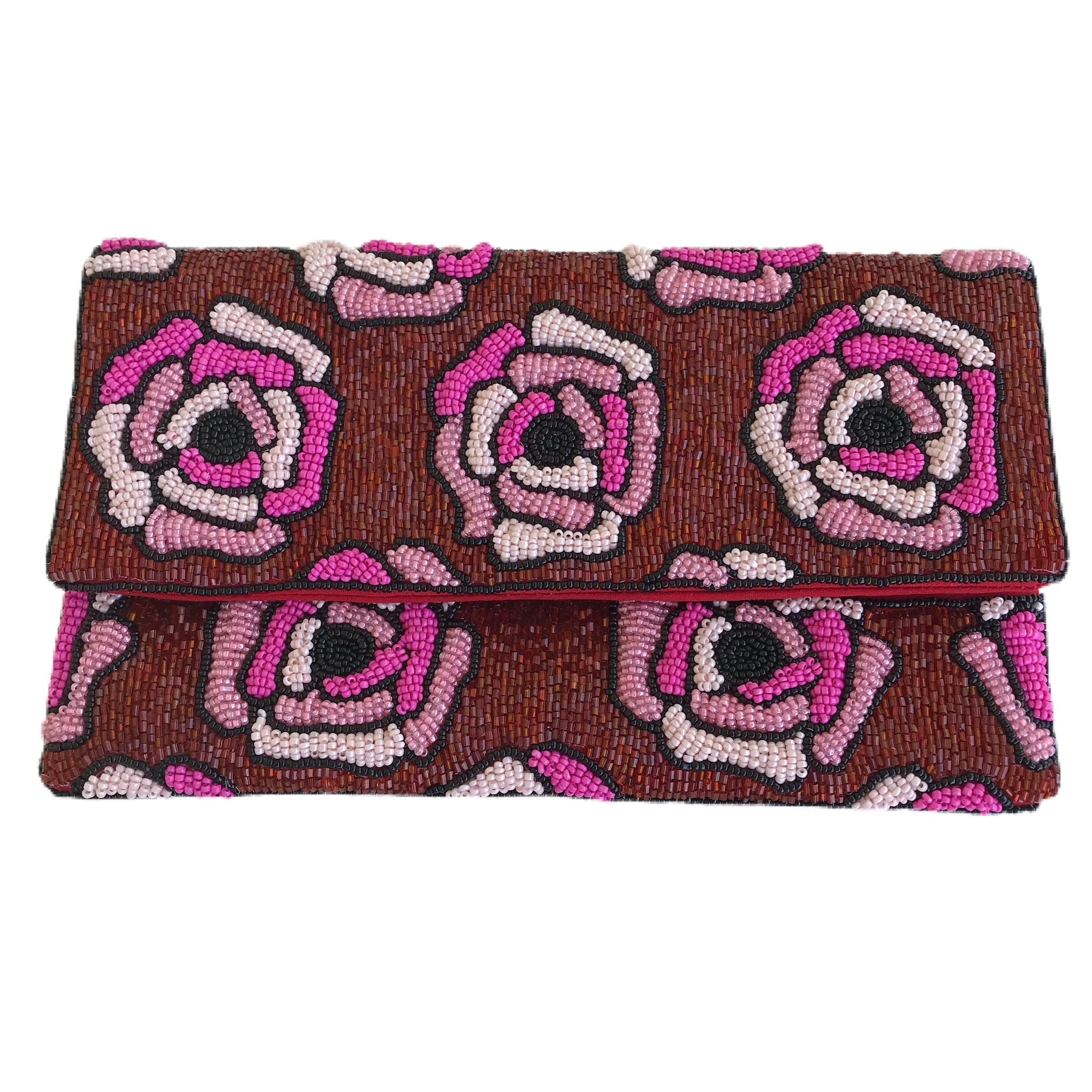 Ole Beaded Clutch - PINK RED ROSE