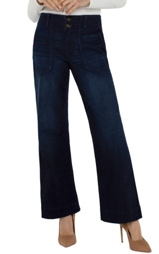 Patch Pocket Wide Leg Denim Trouser