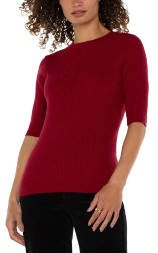 elbow sleeve crew neck sweater