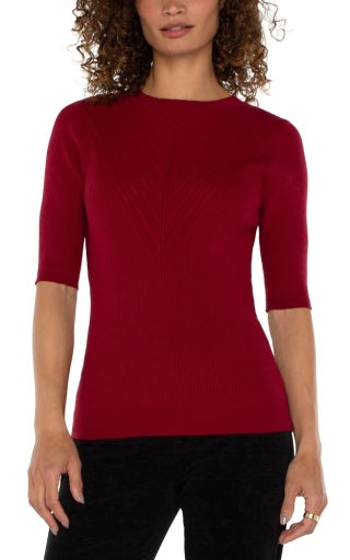 elbow sleeve crew neck sweater