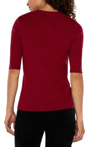 elbow sleeve crew neck sweater