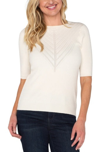 elbow sleeve crew neck sweater