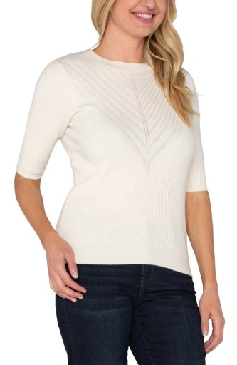 elbow sleeve crew neck sweater