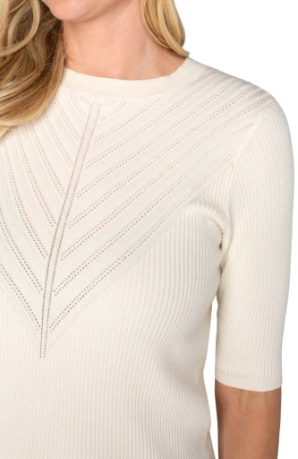 elbow sleeve crew neck sweater