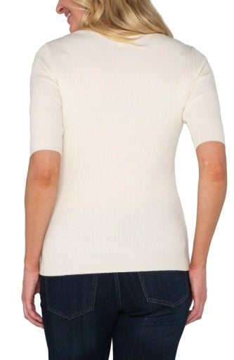 elbow sleeve crew neck sweater