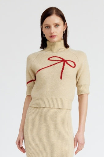 T-neck Sweater w Bow Merrill