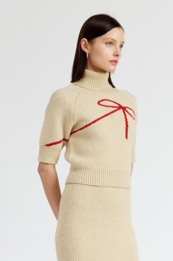 T-neck Sweater w Bow Merrill