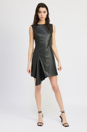 Vegan Leather Mini Dress - Mya