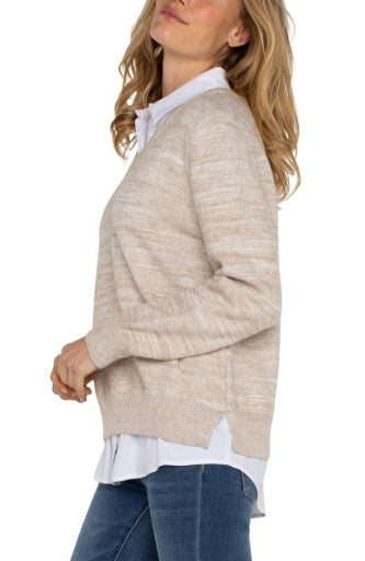 long slv twofer collared sweater