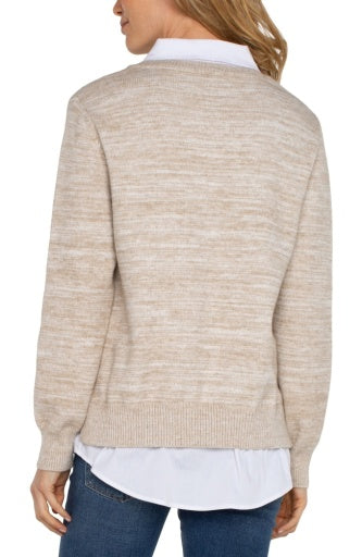 long slv twofer collared sweater