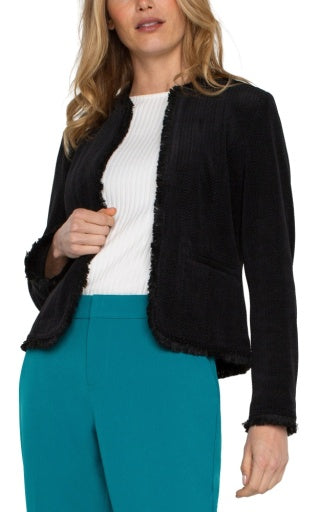 Liverpool collarless jacket w frayed edges