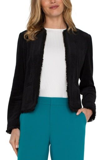 Liverpool collarless jacket w frayed edges