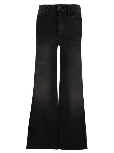 MEG HIGH RISE WIDE LEG RAW HEM - Black