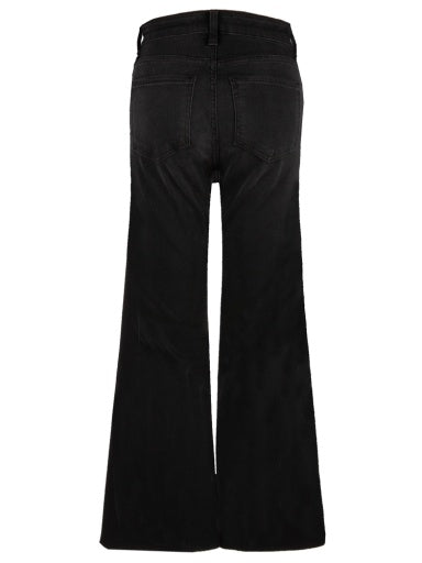 MEG HIGH RISE WIDE LEG RAW HEM - Black