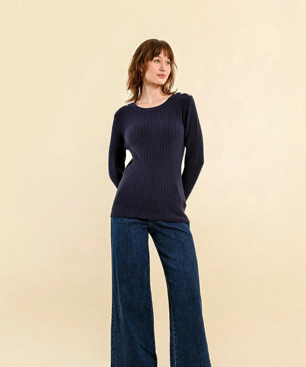 Molly Bracken Button Shoulder Sweater (LA906CN)