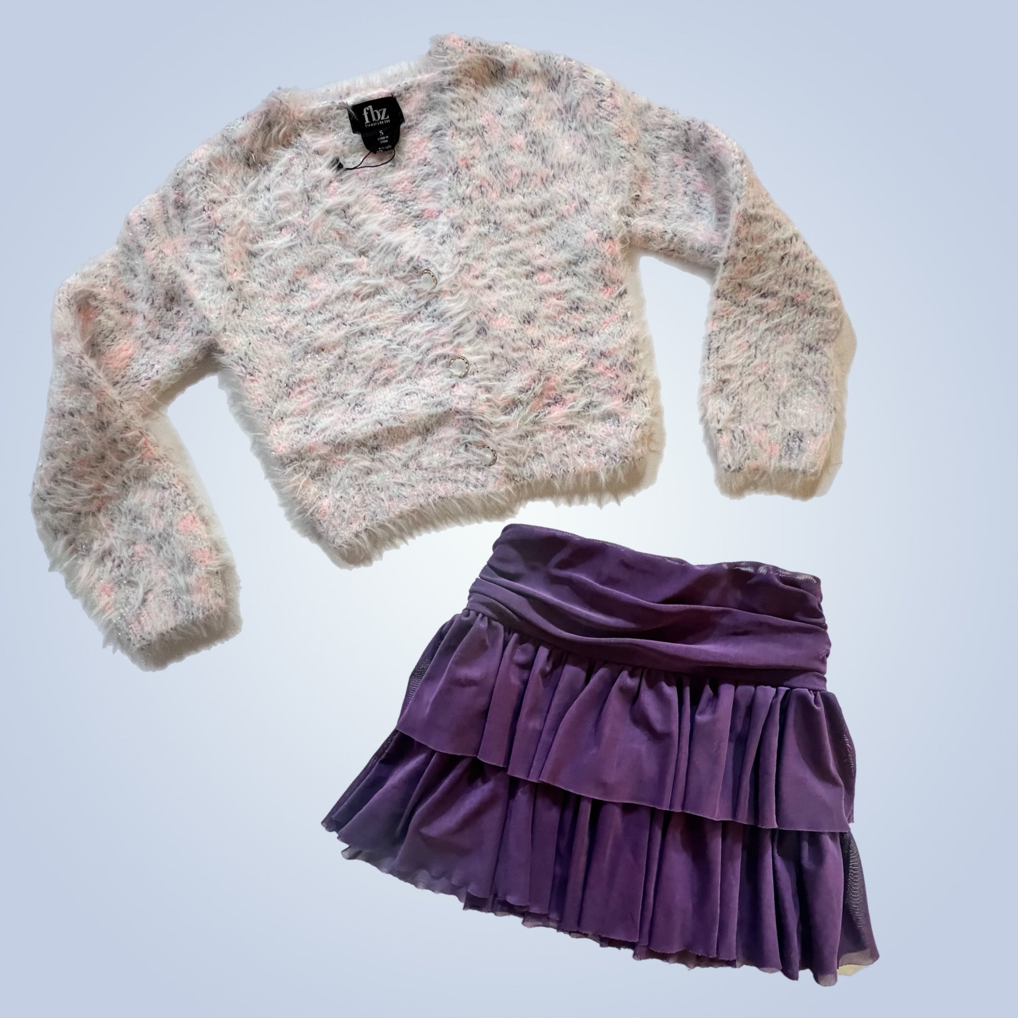 FBZ Fuzzy Cardigan - Purple Multi (UK10)