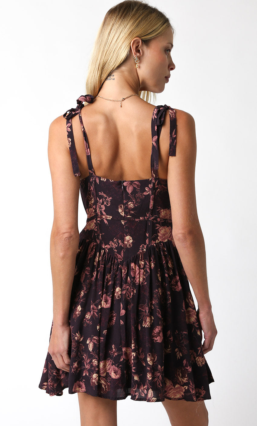 Olivaceous Floral Corset Dress PLUM