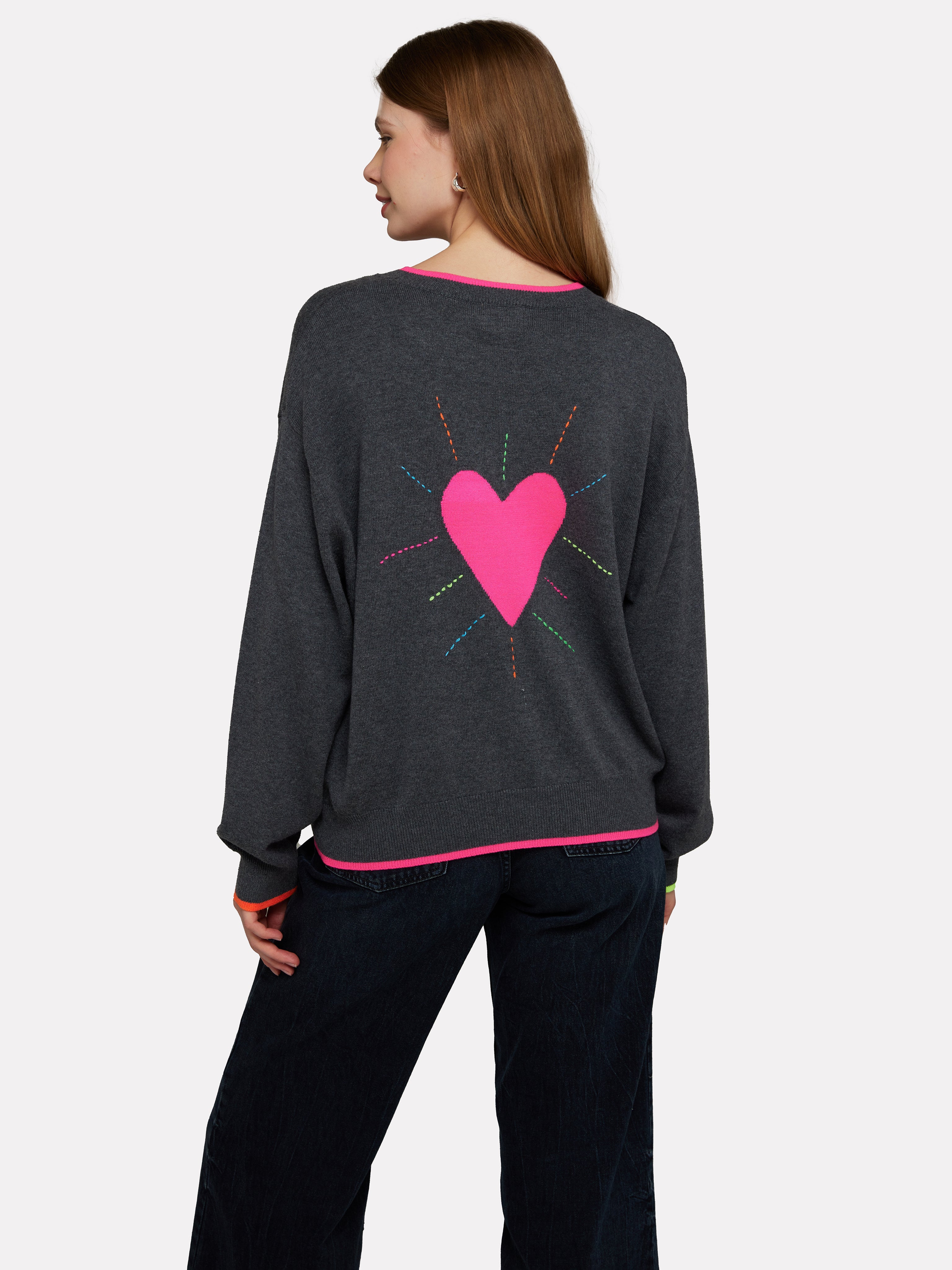 WISPR - Valentina Heart Crew Sweater (016) - GREY/PINK