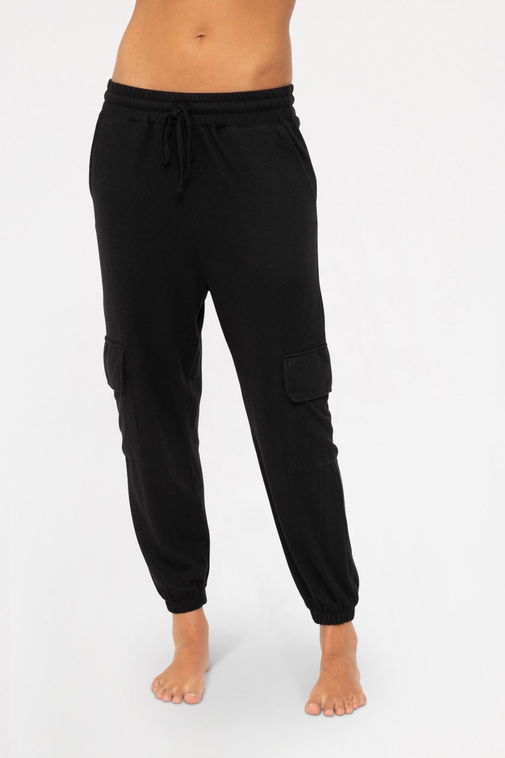 Brushed Hacci Cargo Lounge Pants KP5082 BLACK