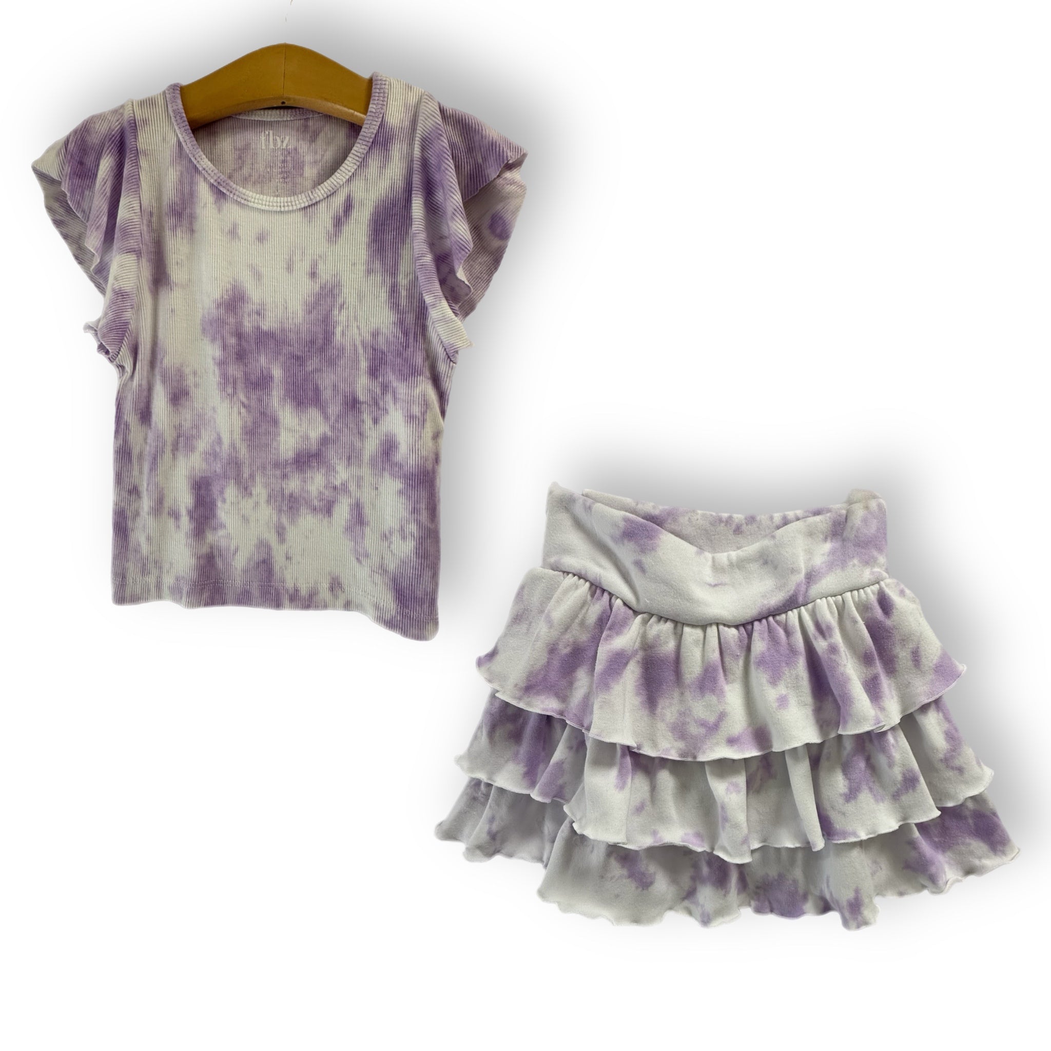 FBZ Girls Rib Flutter Slv Tshirt (2T27) - Purple T/D