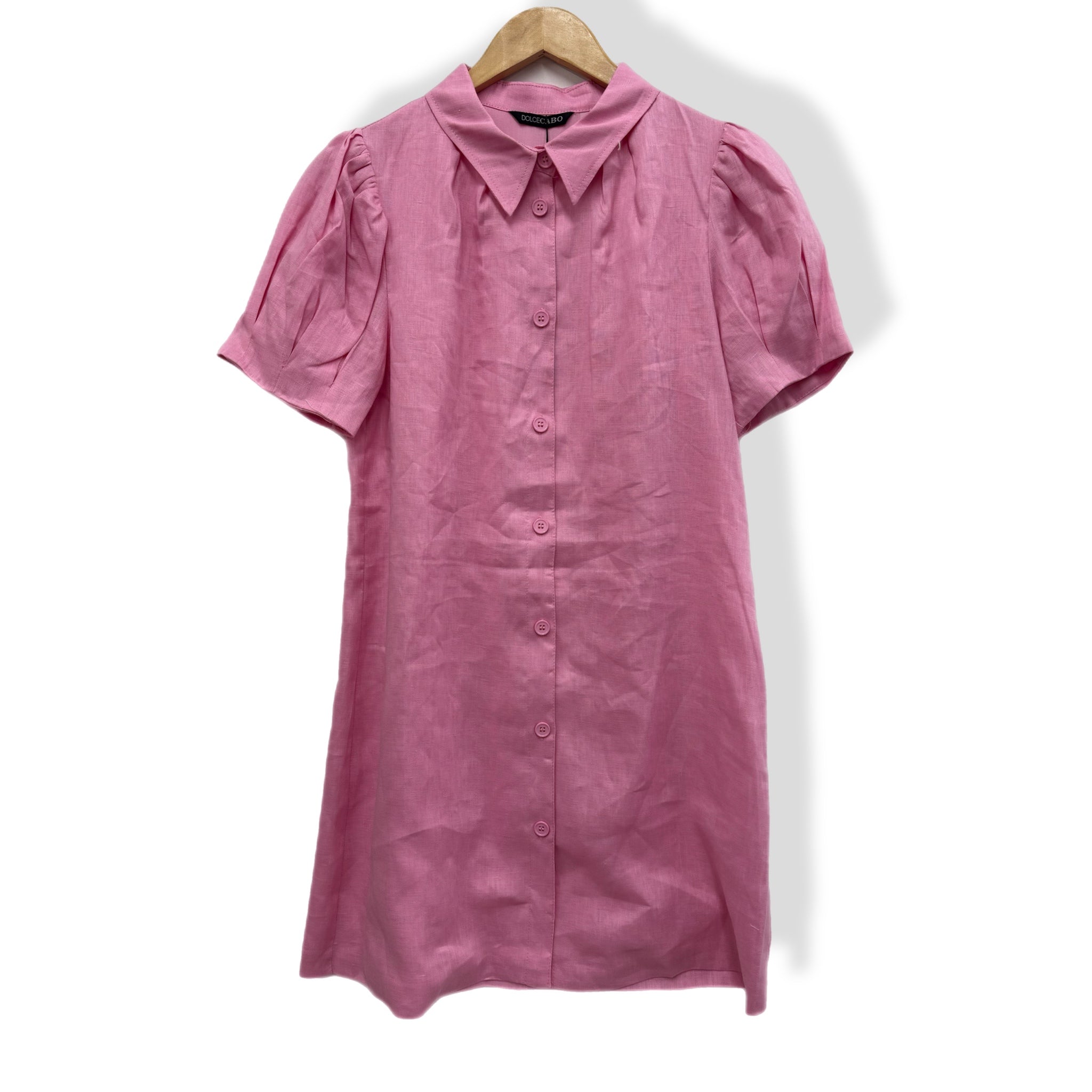 Linen Button Down Dress - Pink