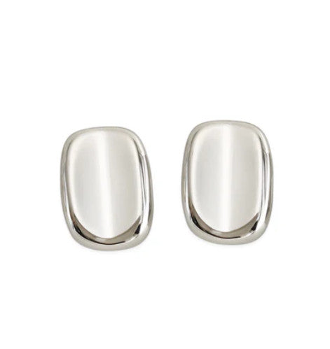 16E008 - Water Resistant Earrings - Rhodium (Silver) - RH