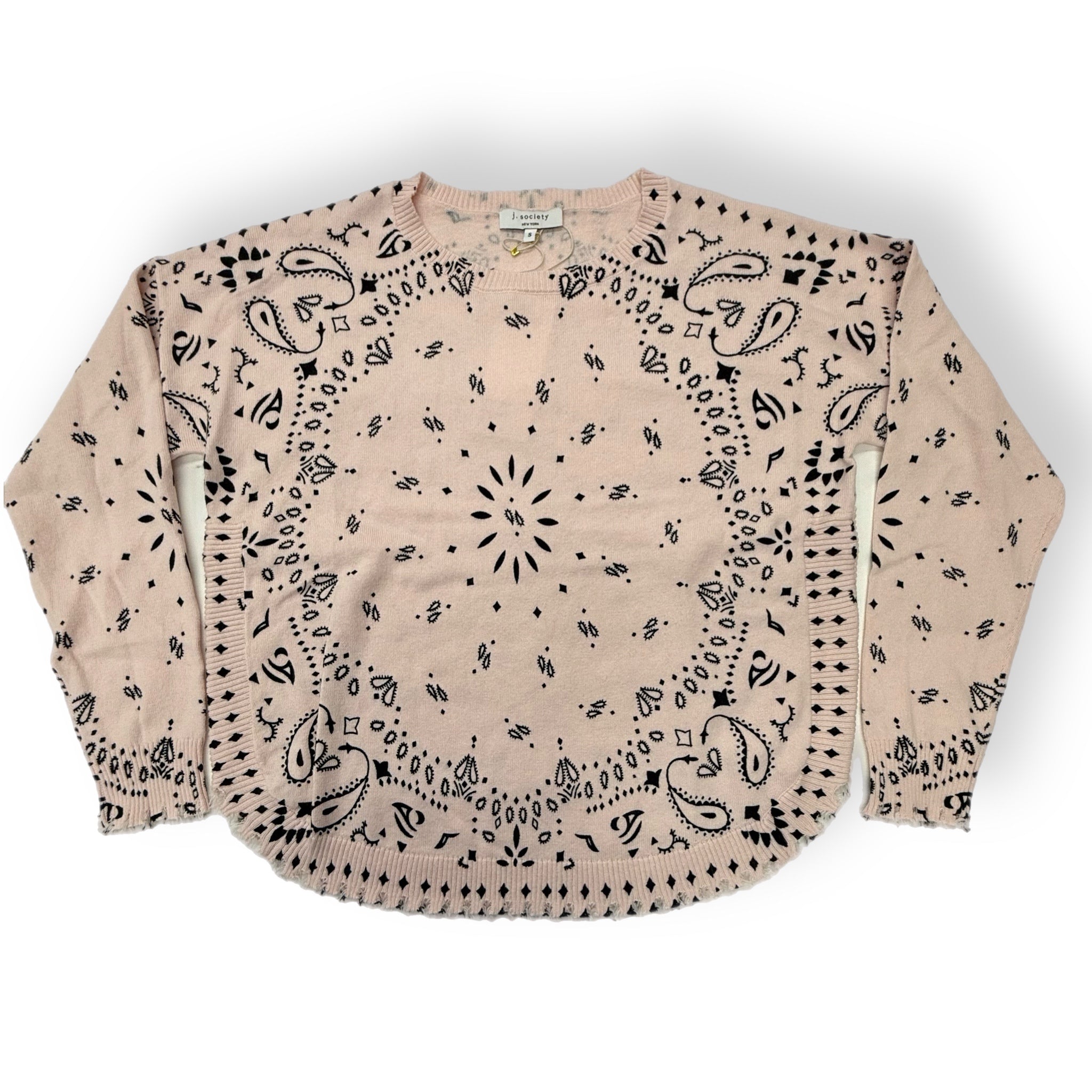 Bandana Print Crewneck Sweater PINK