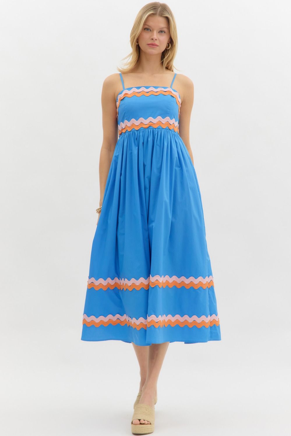 Entro Midi Sundress/Rick Rack Trim - BLUE (D26765)