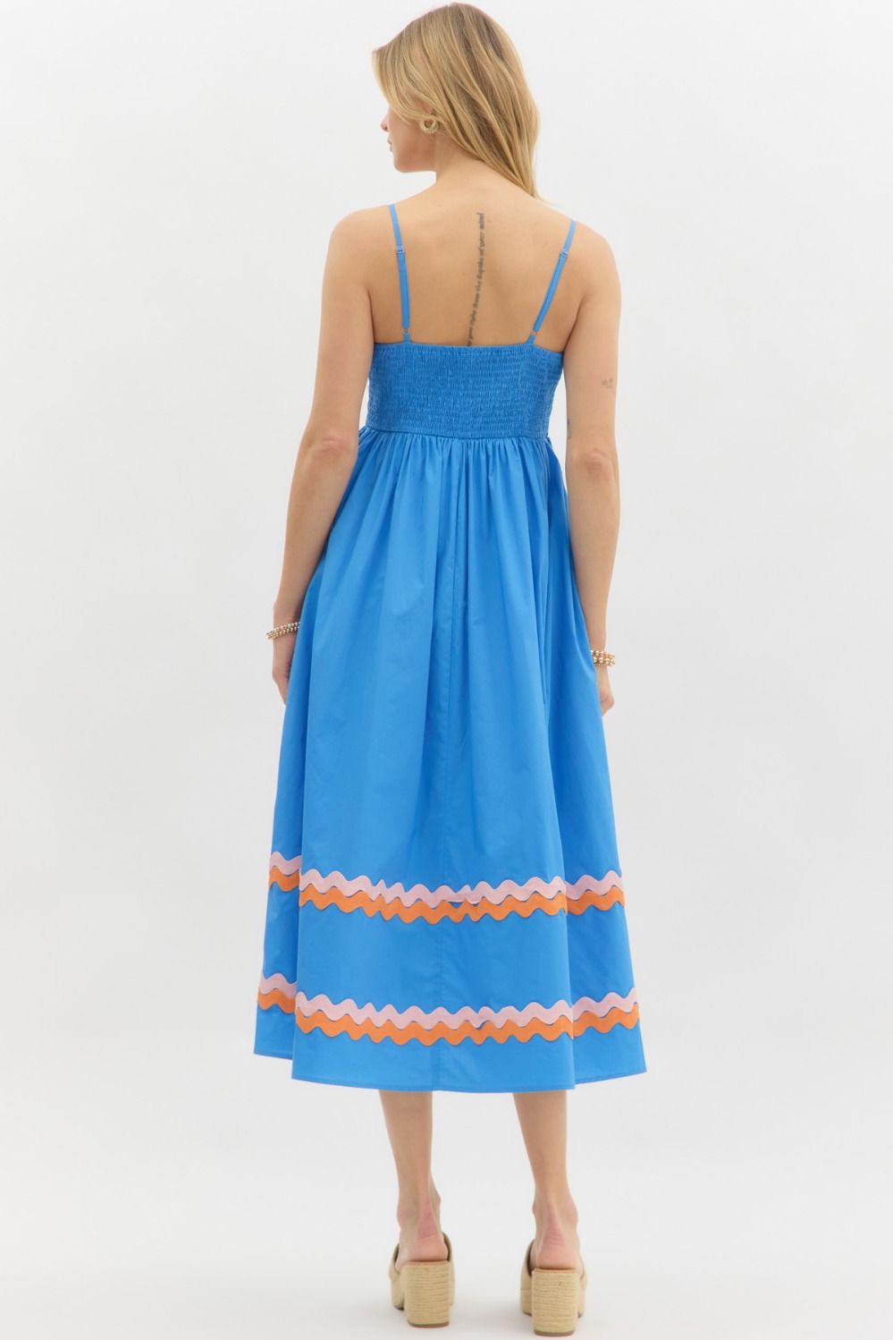 Entro Midi Sundress/Rick Rack Trim - BLUE (D26765)