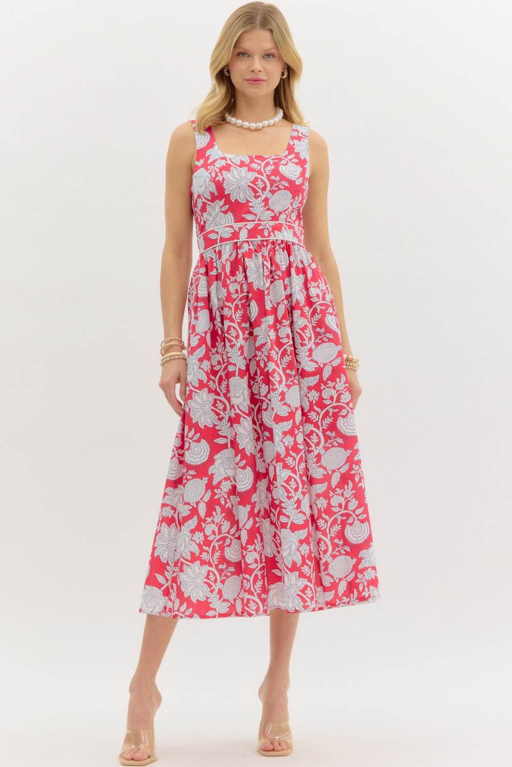 Entro Print Midi Dress Red (D26900)