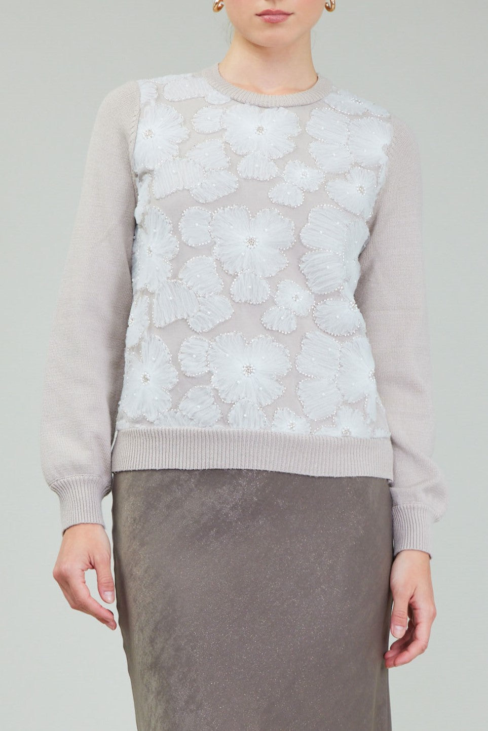 Current Air Applique Detail Sweater (2430244-1) BEIGE