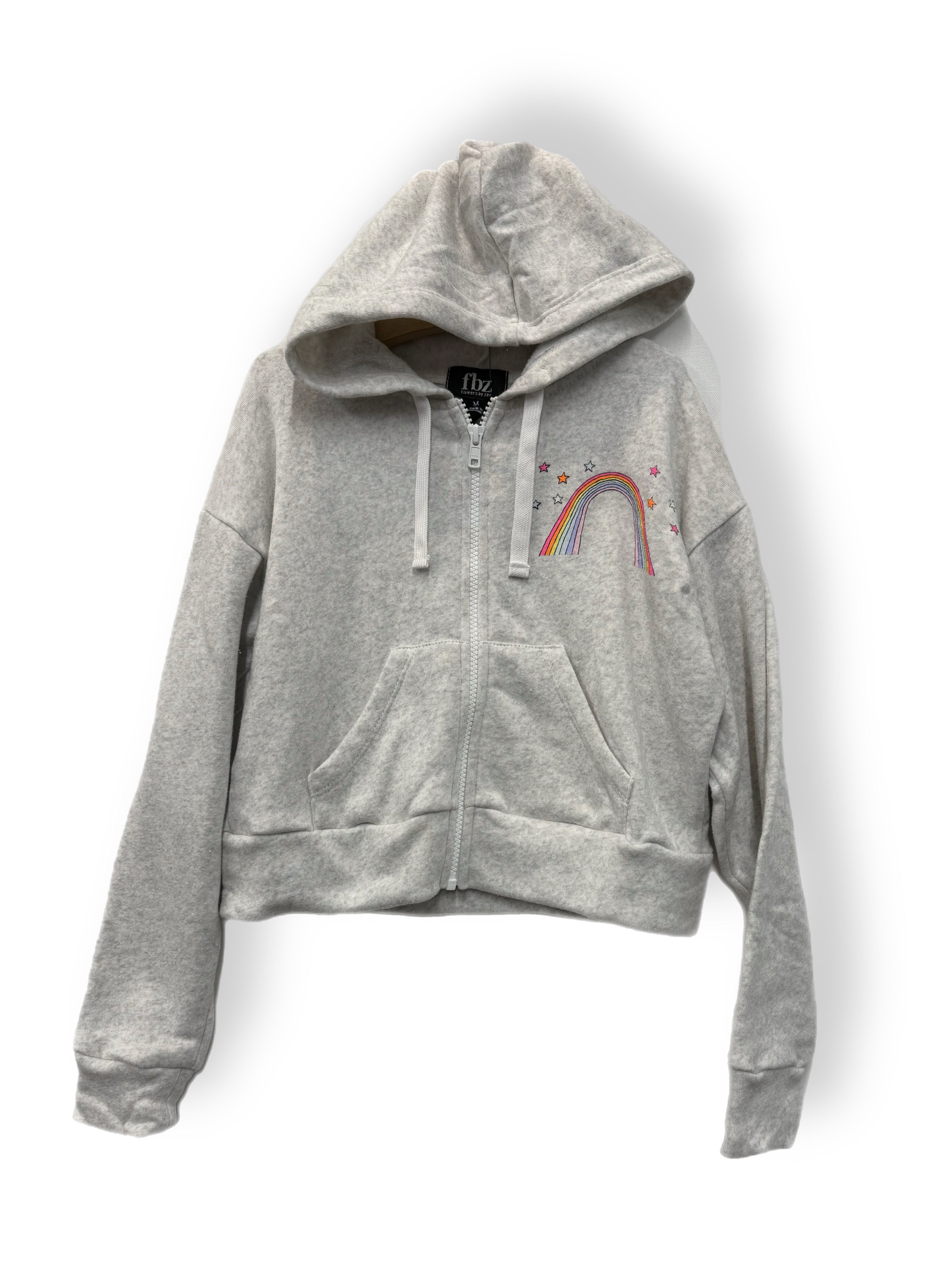 FBZ GIRLS Rainbow/Star Zip Hoody - MISTY GRY (FLE59)