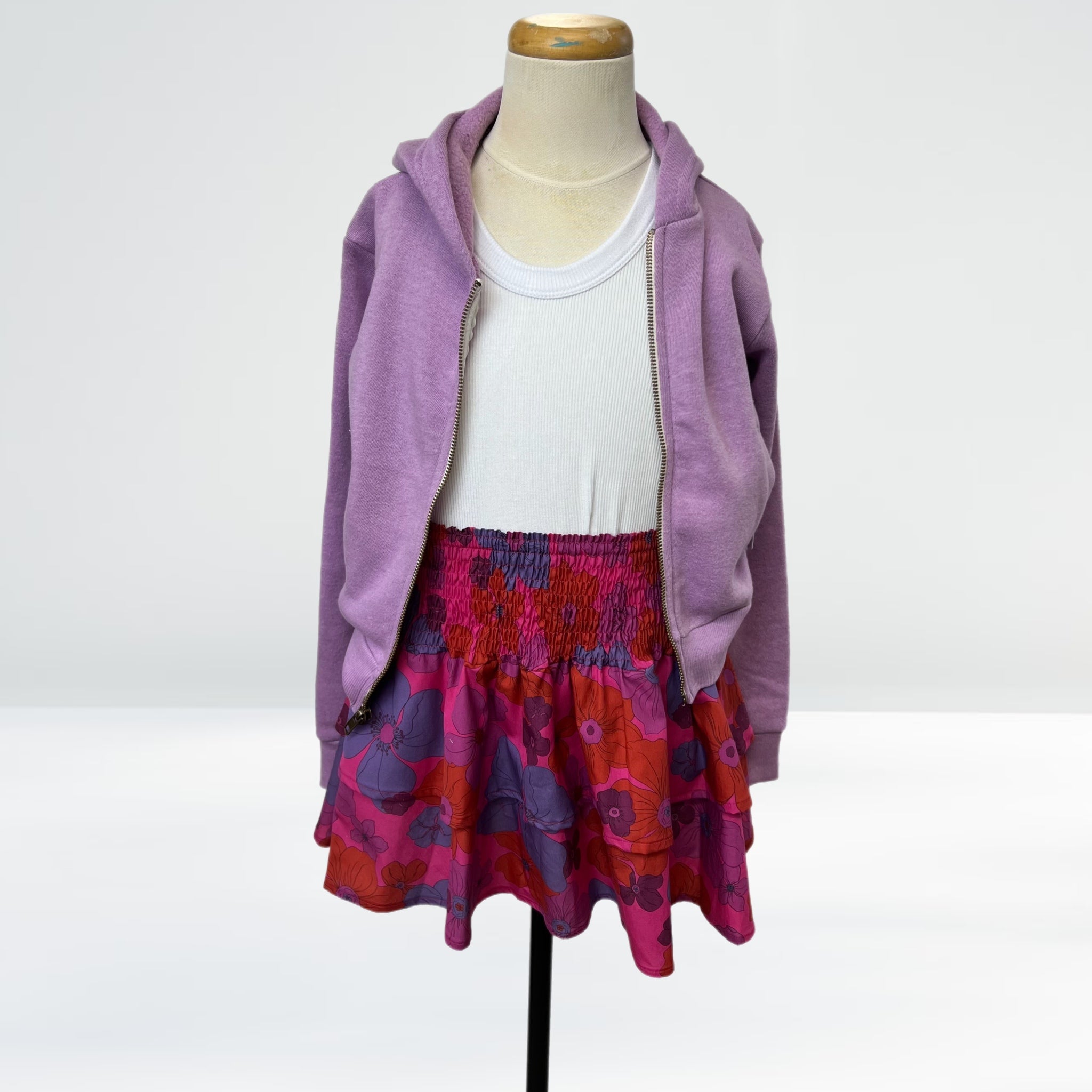 THEME Jules Ruffle Mini Skirt - Pink 70s Floral