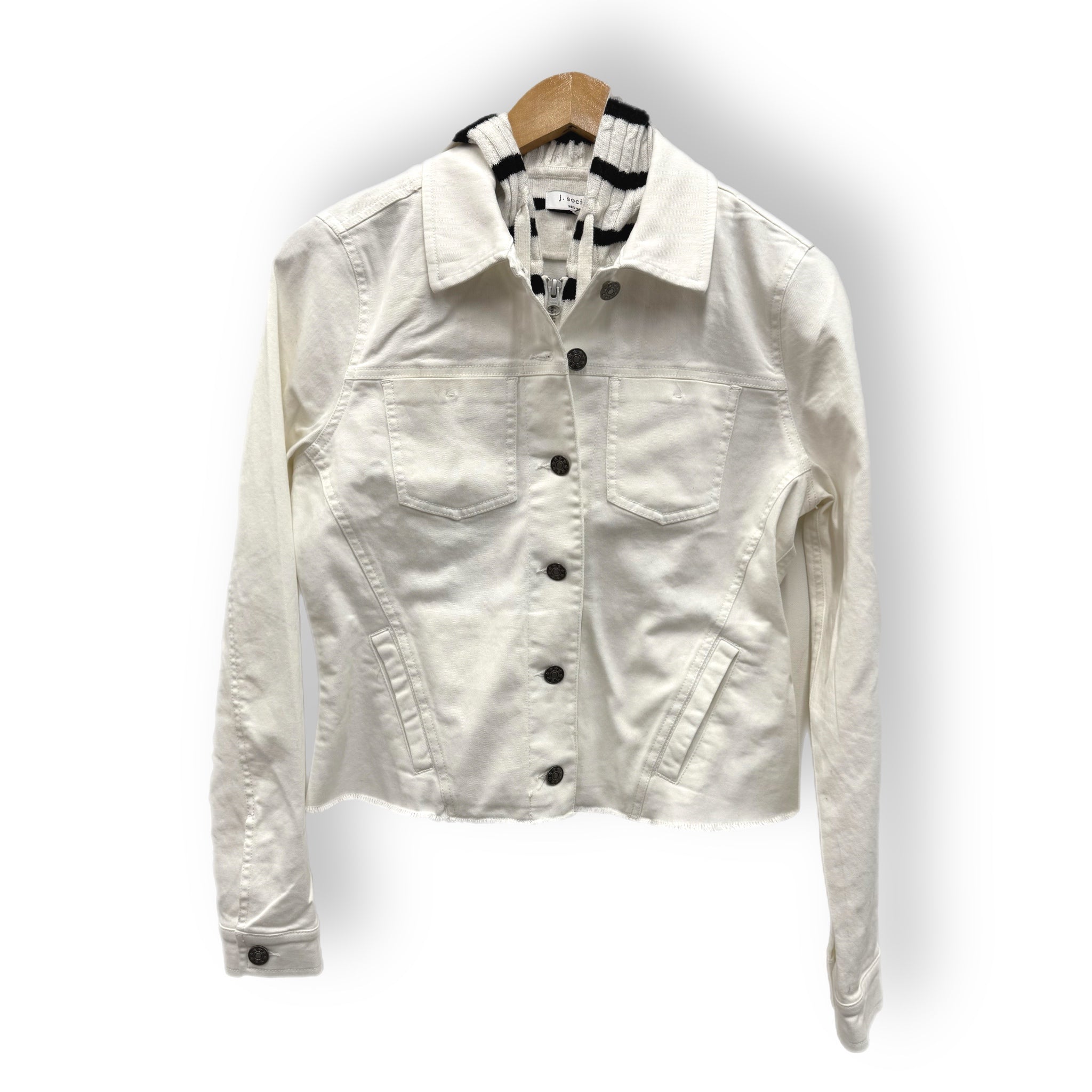 Two-Fer Jean Jacket - White/Stripe Hoody