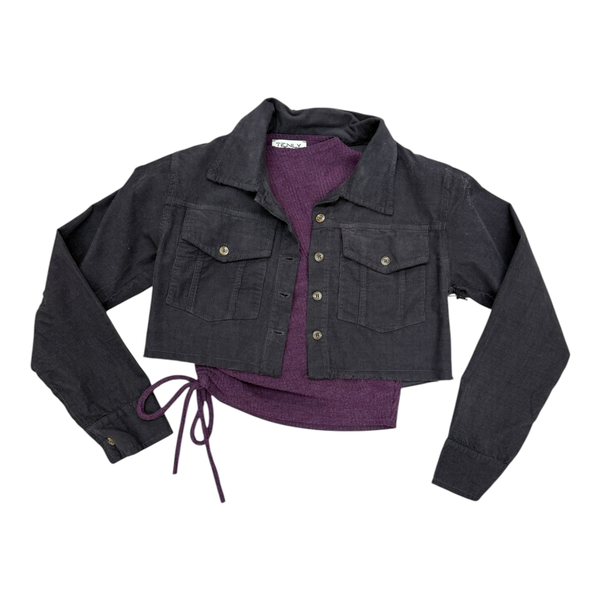 CORDUROY UTILITY RAW EDGE CROP JACKET