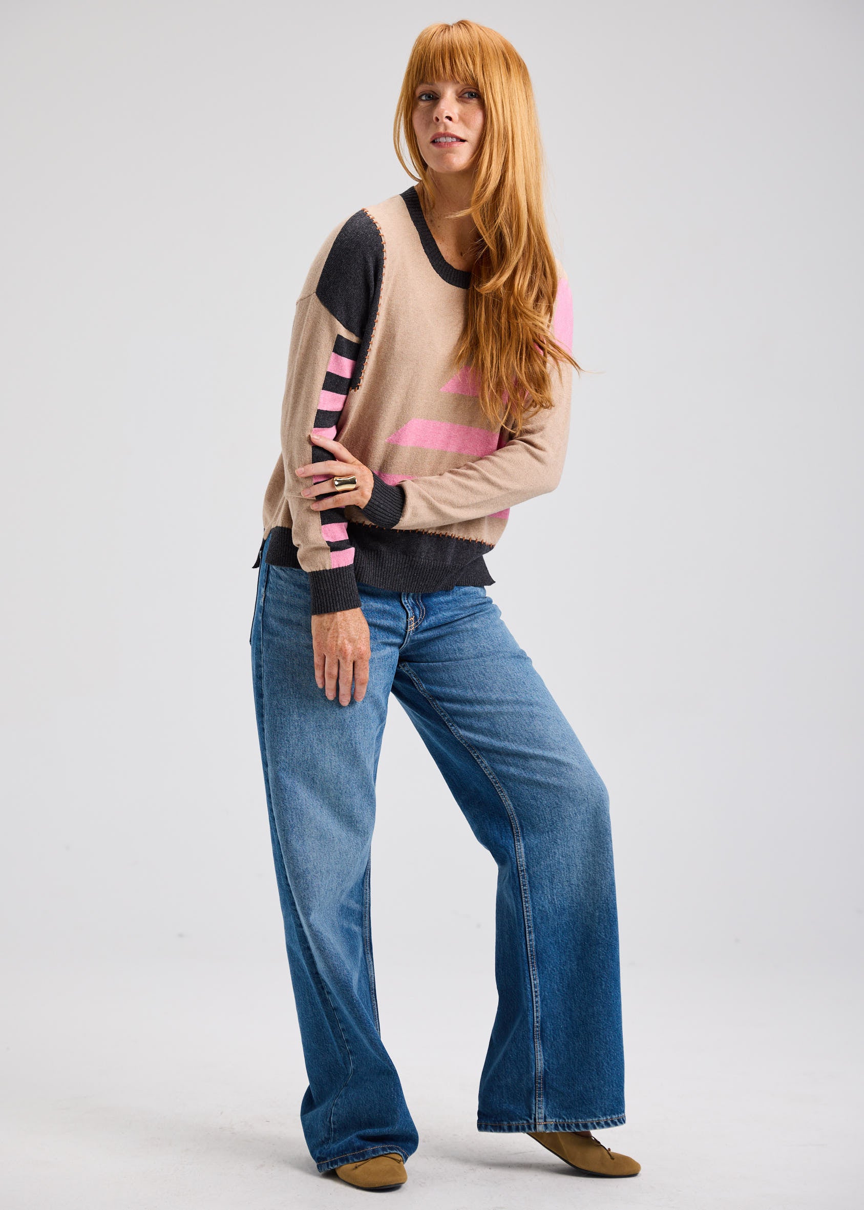 Z&P Handwork Stripe Sweater (ZP7531U) CAMEL