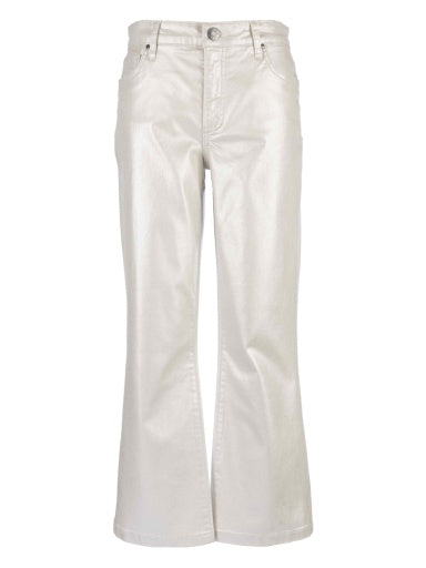 KELSEY HIGH RISE FAB AB ANKLE FLARE WITH WIDE HEM Silver