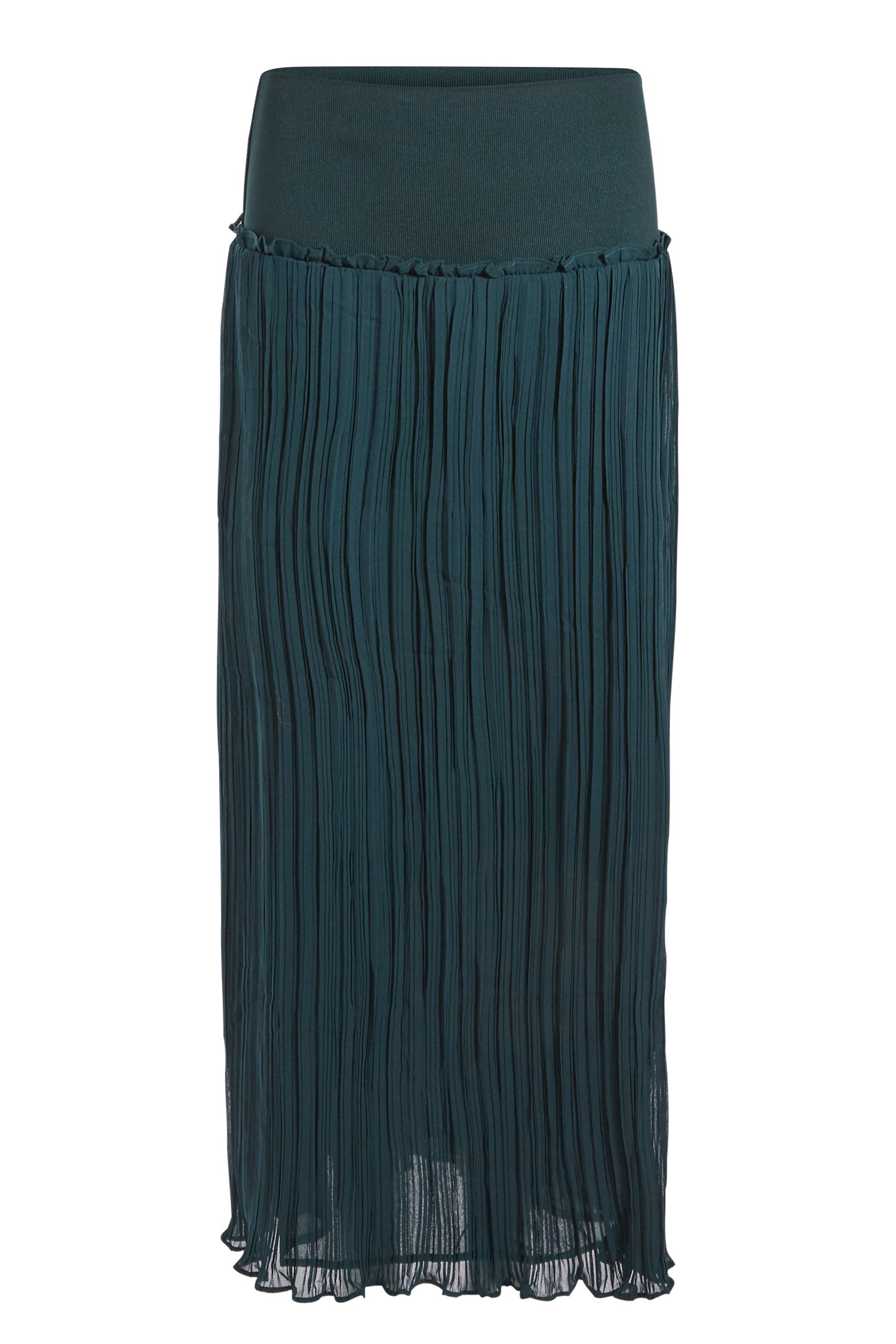 Current  Air - Pleated Midi Skirt - Dark Green