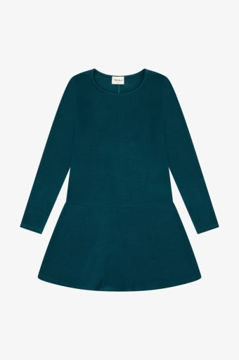 RAYON RIB L/S TANK DRESS W/ RUFFLE HEM