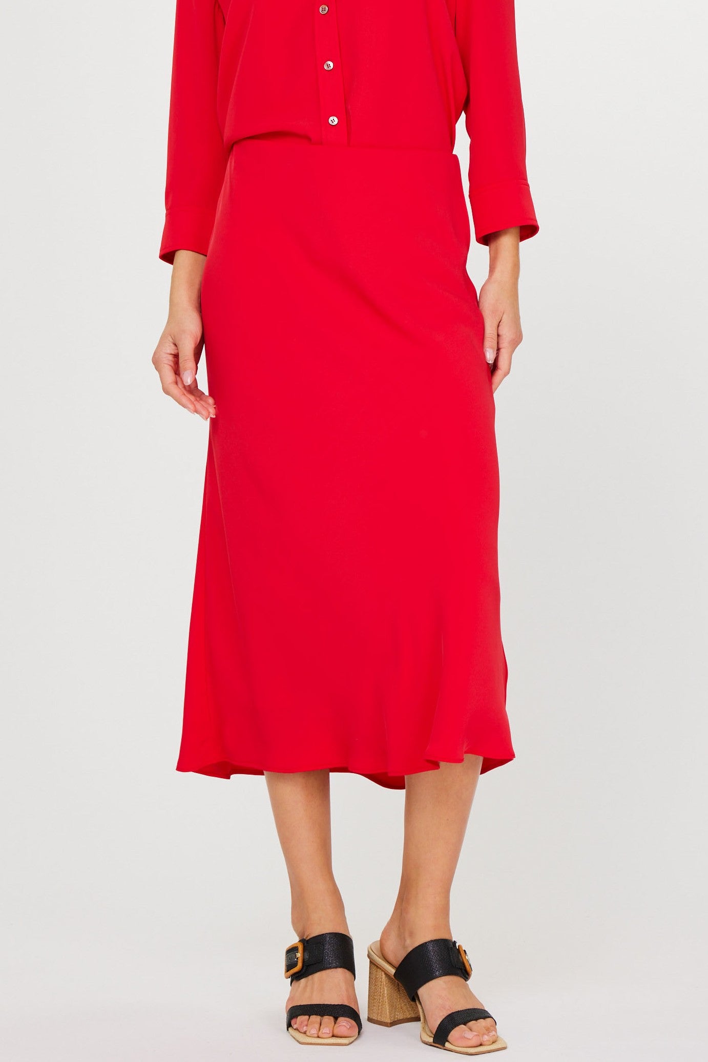 Current Air Bias Midi Skirt RED