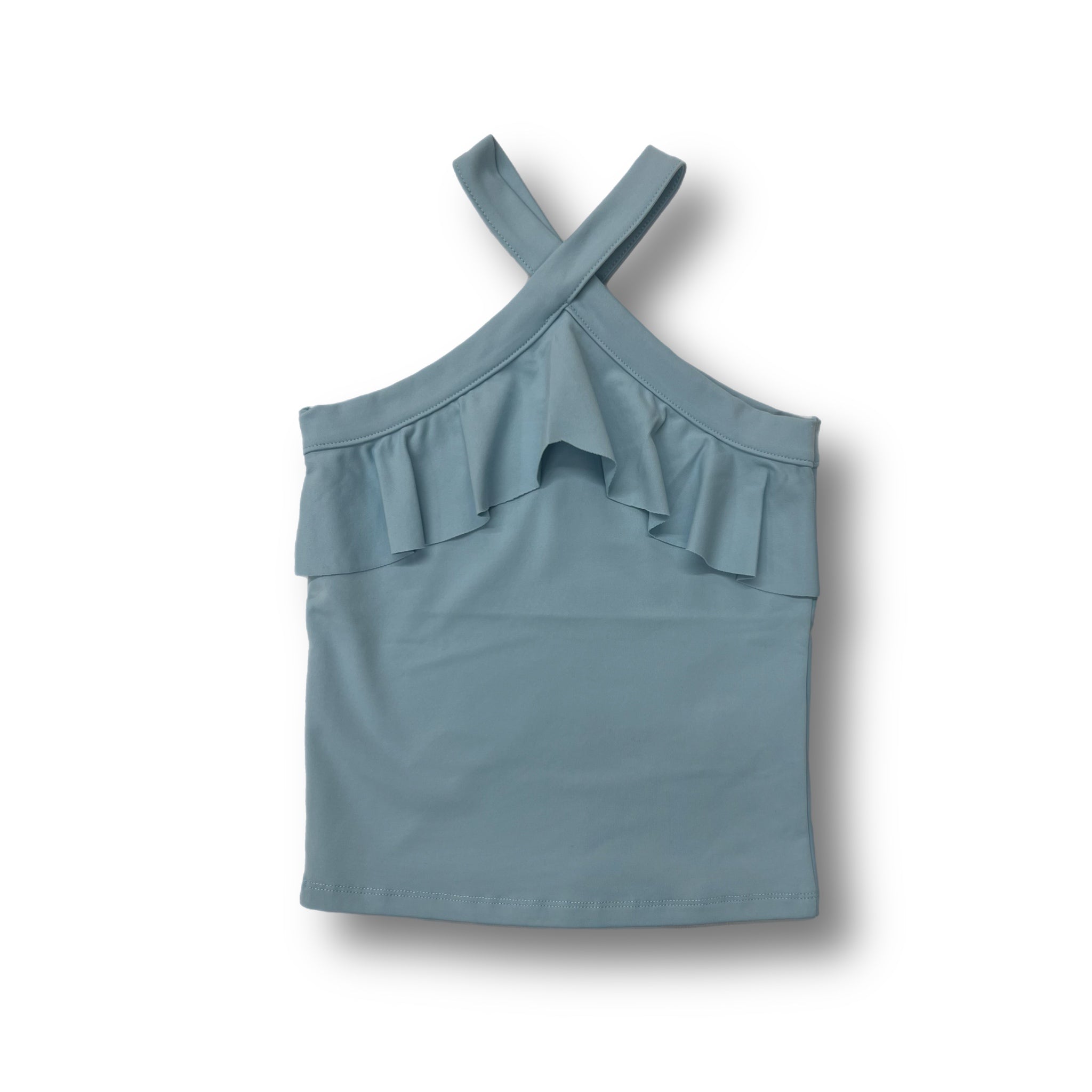 Mia - Girls' Ruffle Crossover Top - BLUE