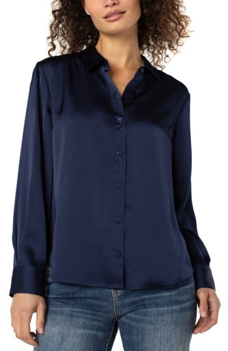 ls button front woven shirt