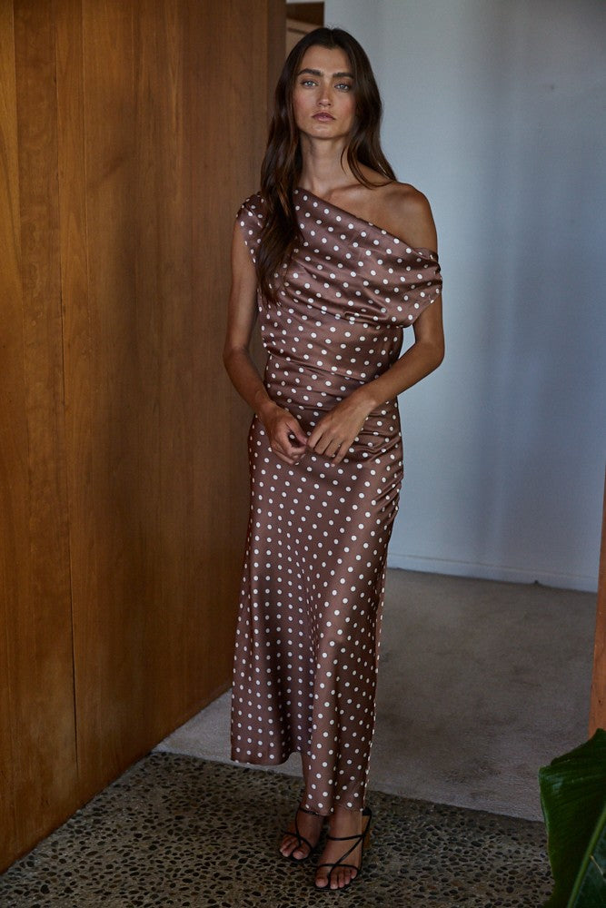 Chocolote Brown Polka Dot Dress