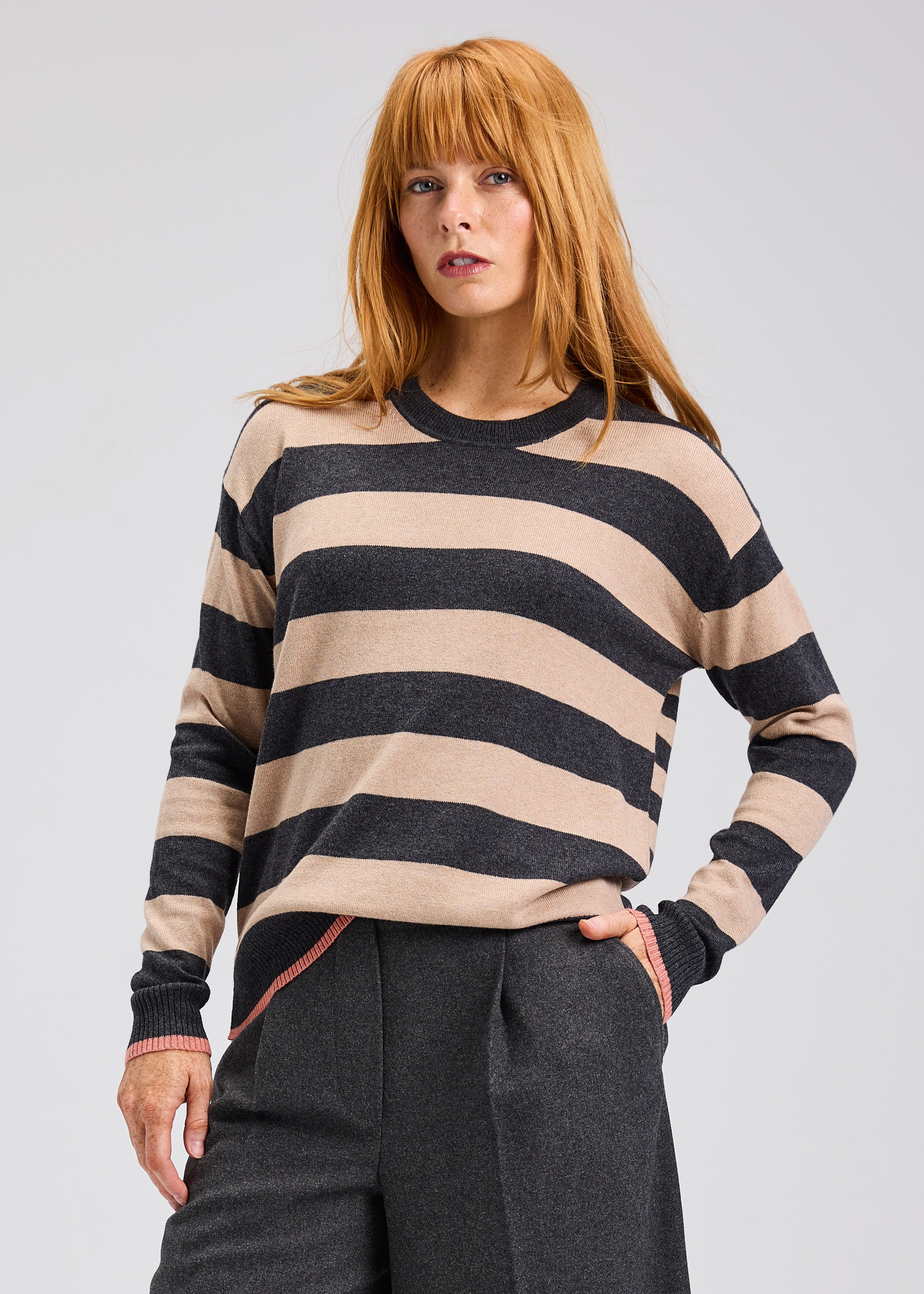 Z&P Multi Stripe Crew (ZP7523U) - CHARCOAL