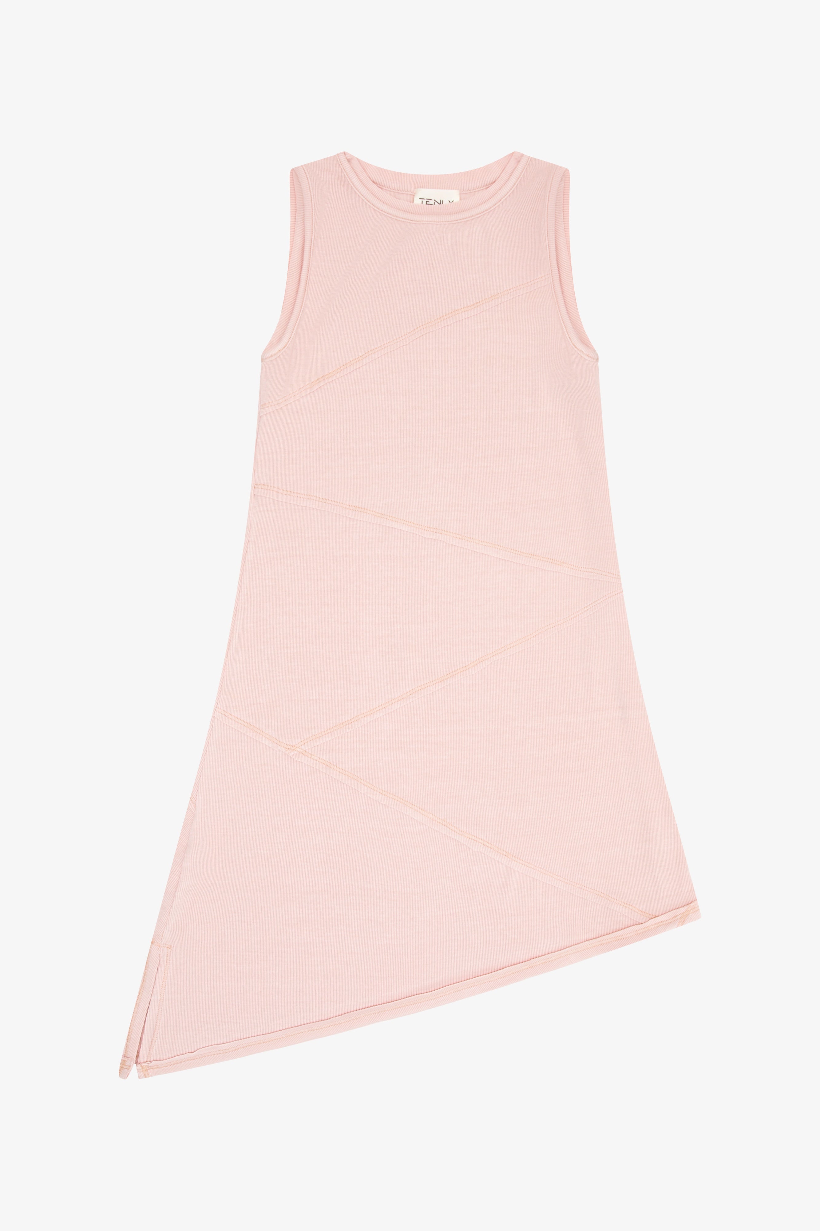RAYON RIB ASYMMETRICAL SEAMED DRESS (girls)