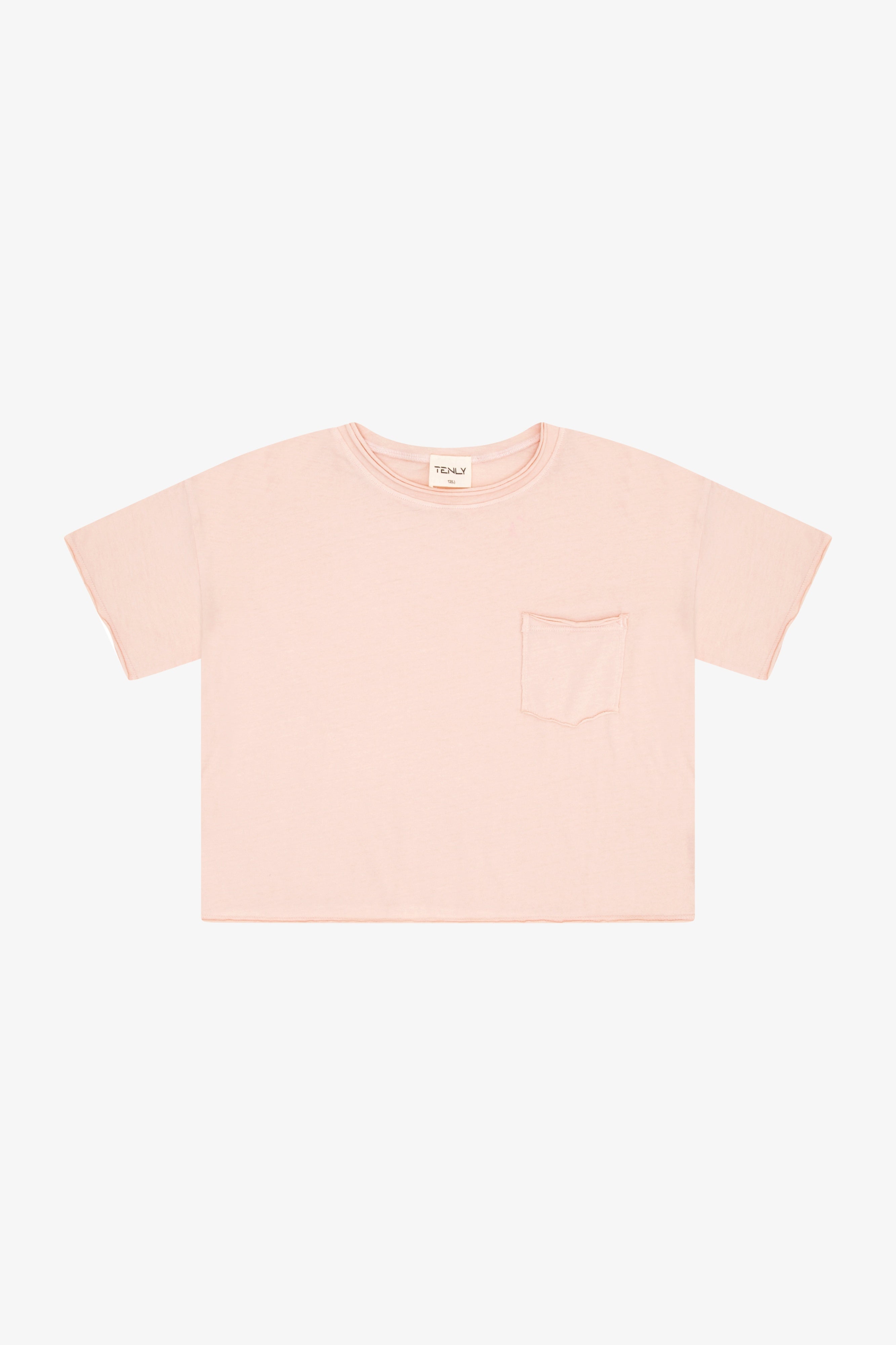 COTTON JERSEY RAW EDGE POCKET TEE (girls)