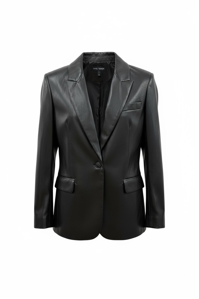 Love Token Vegan Leather Blazer