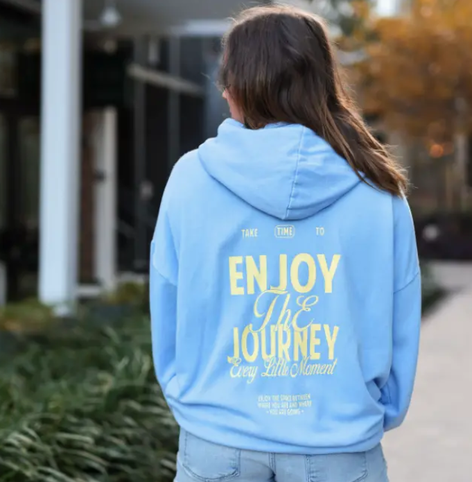 Oversize Hoodie - Enjoy the Journey - Periwinkle